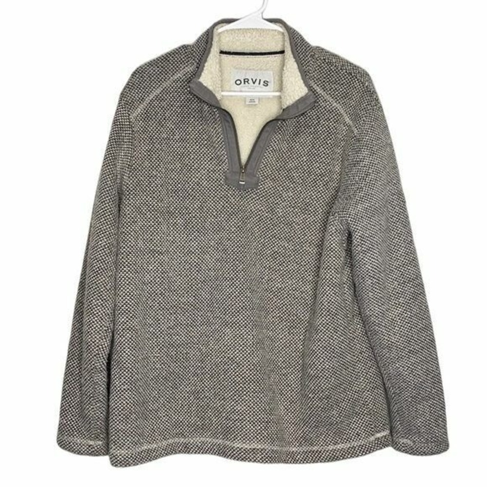 Orvis Mens Sherpa Fleece 1/4 Zip Pullover Size M Casual Cozy Cabincore Winter‎